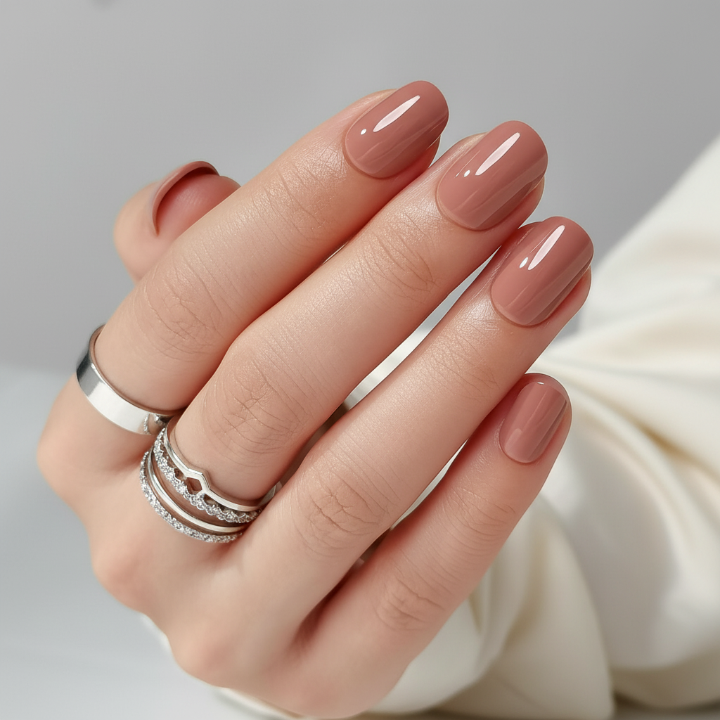 Deep Nude Short Glossy Squoval Nail Kit