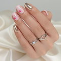 Gold Pink Hearts Medium Square Nail Kit