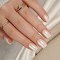 Cream Pearl Short Square Gloss Nail Kit