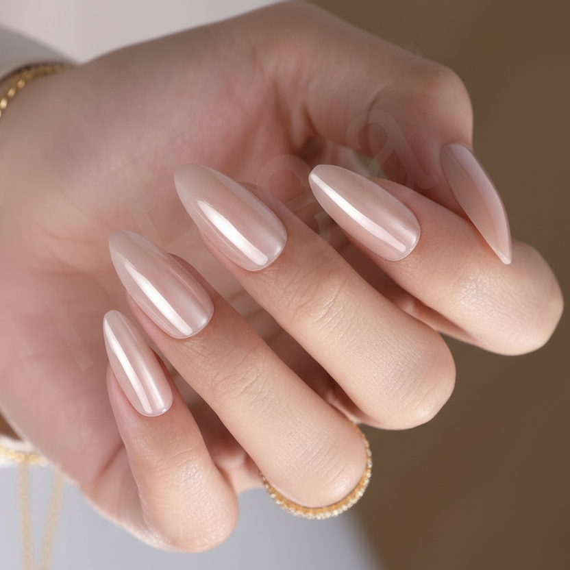 Long Soft Pink Almond High Shine Nail Kit